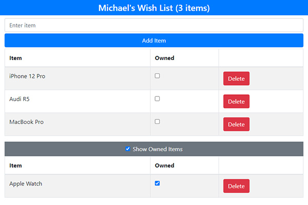 React Wishlist